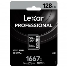 Lexar 1667X Professional 128GB V60 U3 SDXC UHS-II Memory Cards (up to 250MB/s read, 120MB/s write)