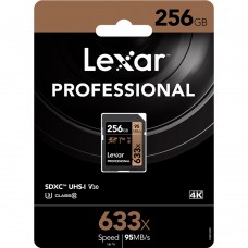 Lexar 633X Professional 256GB V30 U3 SDHC/SDXC UHS-I Memory Cards (up to 95MB/s read, Write 45MB/s)