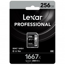 Lexar 1667X Professional 256GB V60 U3 SDXC UHS-II Memory Cards (up to 250MB/s read, 120MB/s write)