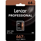 Lexar 667X Professional 64GB U3 V30 SDXC UHS-I Memory Cards (up to 100MB/s read, Write 60MB/s)