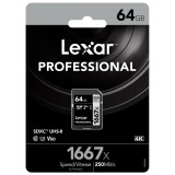 Lexar 1667X Professional 64GB V60 U3 SDXC UHS-II Memory Cards (up to 250MB/s read, 120MB/s write)
