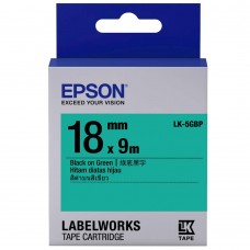 Epson 18mm x 9m Black on Green Tape C53S655519 (Item No: EPS LK-5GBP)