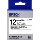 Epson LK-4WBN LabelWorks Tape - 12mm Black on White Tape (Item No: EPS LK-4WBN)