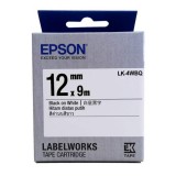 Epson LK-4WBQ  LabelWorks Tape - 12mm Black on White Tape (Item no: EPS LK-4WBQ)