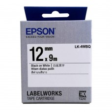 Epson LK-4WBQ  LabelWorks Tape - 12mm Black on White Tape (Item no: EPS LK-4WBQ)