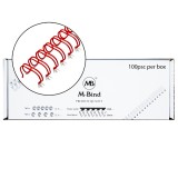 M-Bind Double Wire Bind 3:1 A4 - 1/2"(12.7mm) X 34 Loops, 100pcs/box, Red