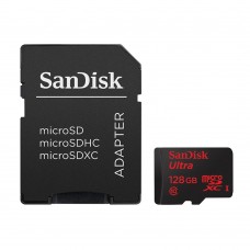 SanDisk Ultra 128GB 80MB/s C10 microSDXC UHS-I Memory Card with Adapter (Black)