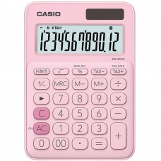 Casio Colourful Calculator - 12 Digits, Solar & Battery, Tax & Time Calculation, Pink (MS-20UC-PI)