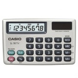Casio Portable Handheld Calculator - 8 Digits, Solar & Battery, Large Display, Tax & Exchange, Tough Cover, Profit Margins, White (SL-787TV-GD-W)