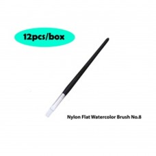 Nylon Flat Watercolor Brush No.8 - 12pcs/box