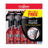 Colgate SlimSoft Charcoal Toothbrush Value Pack Ultra Soft x 5 pcs